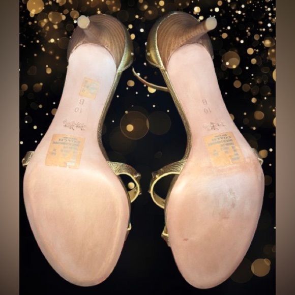 NWOT, Coach “May” Metallic Gold, Polished Pebble leather Shoe/Sandal sz 10 B - Picture 7 of 7